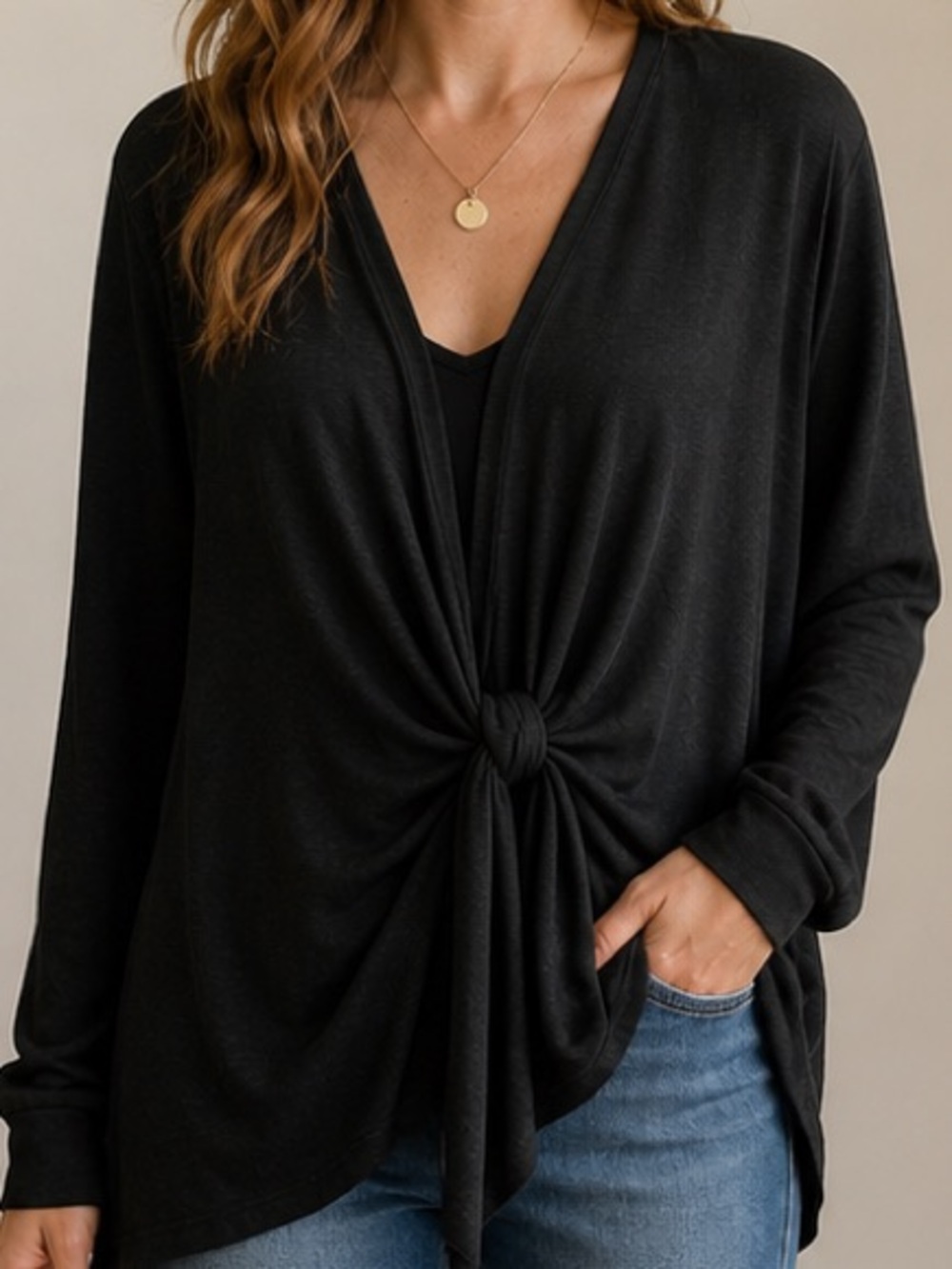 Maurices Women’s Plus Size Black Twist-Knot V-Neck Top Size XXL - Picture 1 of 5